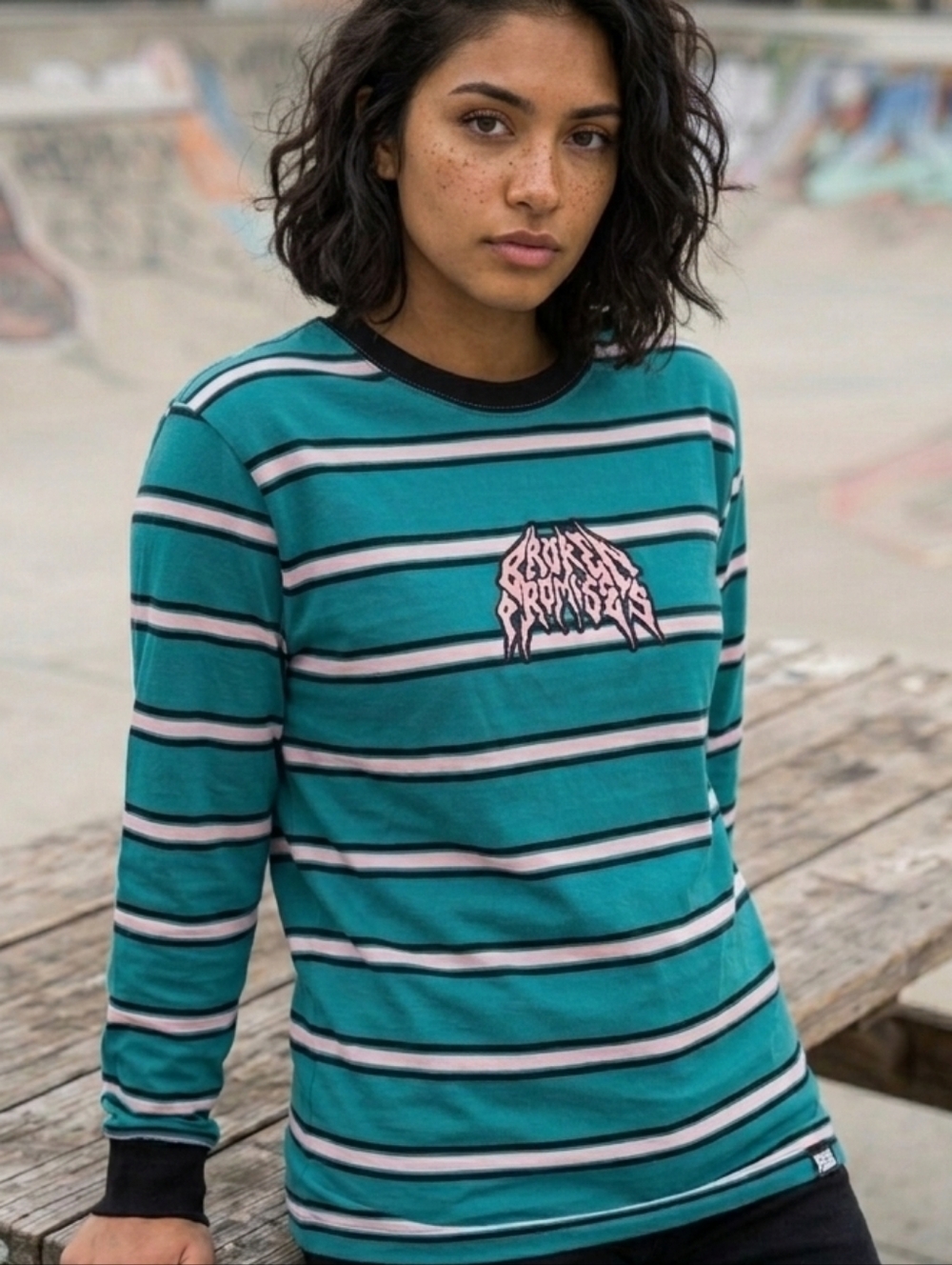 Broken Promises Embroidered Graphic Long Sleeve